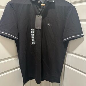 Armani Exchange Black Polo Shirt with Classic Collar